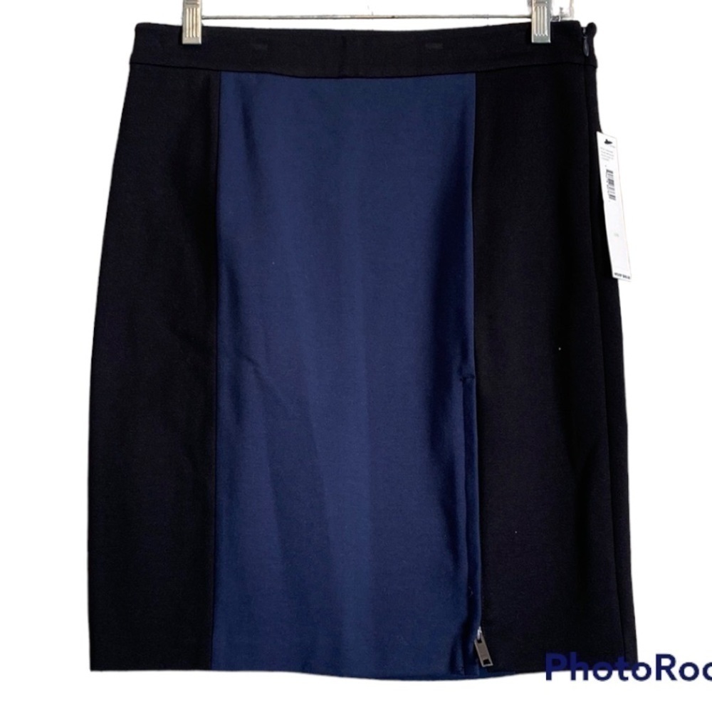 DKNY NWT Slate Blue Color Block Front Zipper Skirt | Size 8